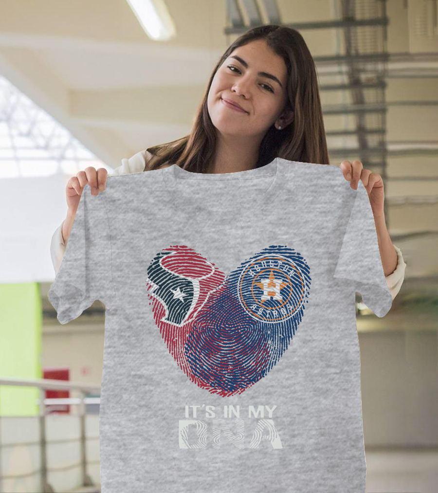 Texans Astros It's In My DNA Fingerprint Heart T-Shirt