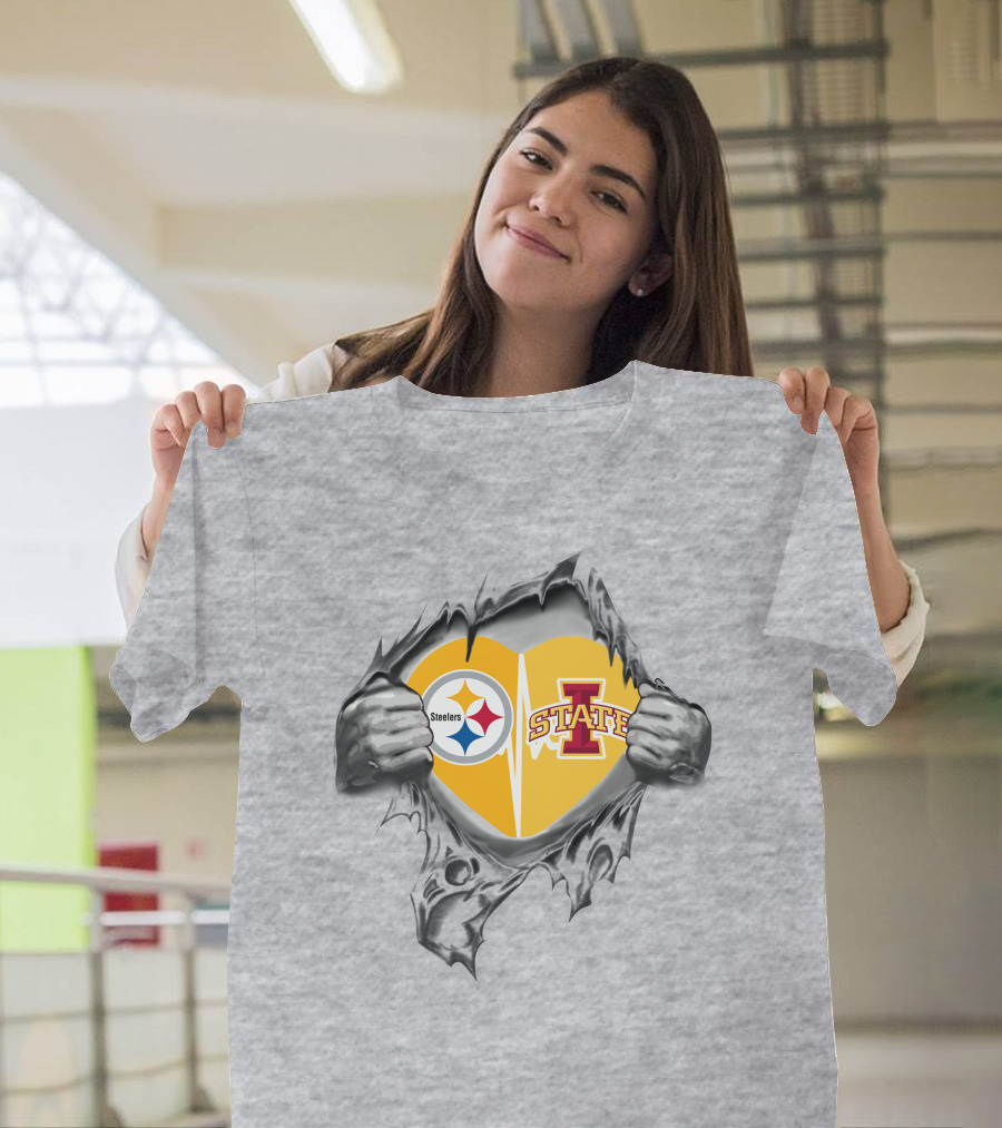 Steelers Iowa State Heart With Torn Hands T-Shirt