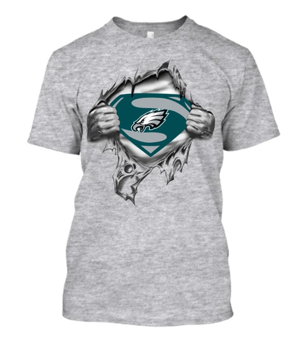 Eagles Superman Logo With Torn Effect And Hero Style Hands T-Shirt
