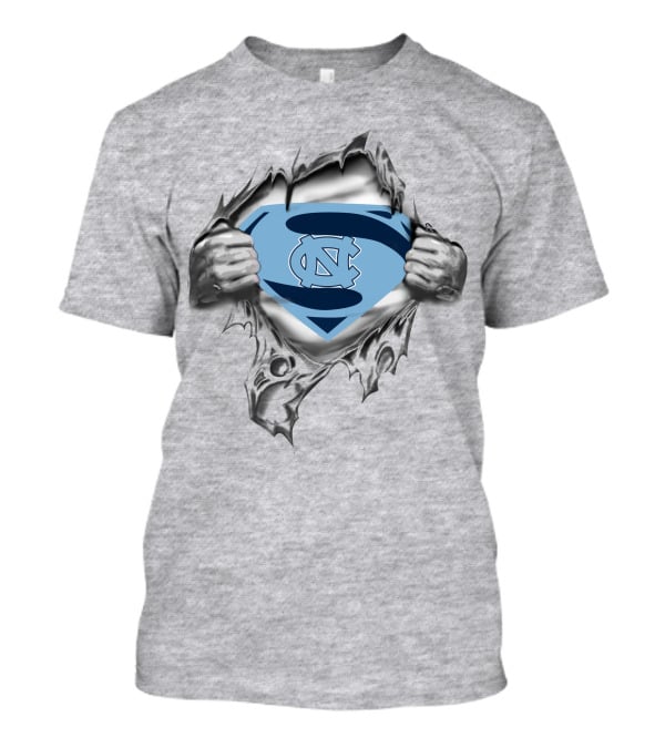 Tar Heels Superman Logo Ripping Through NC Emblem T-Shirt