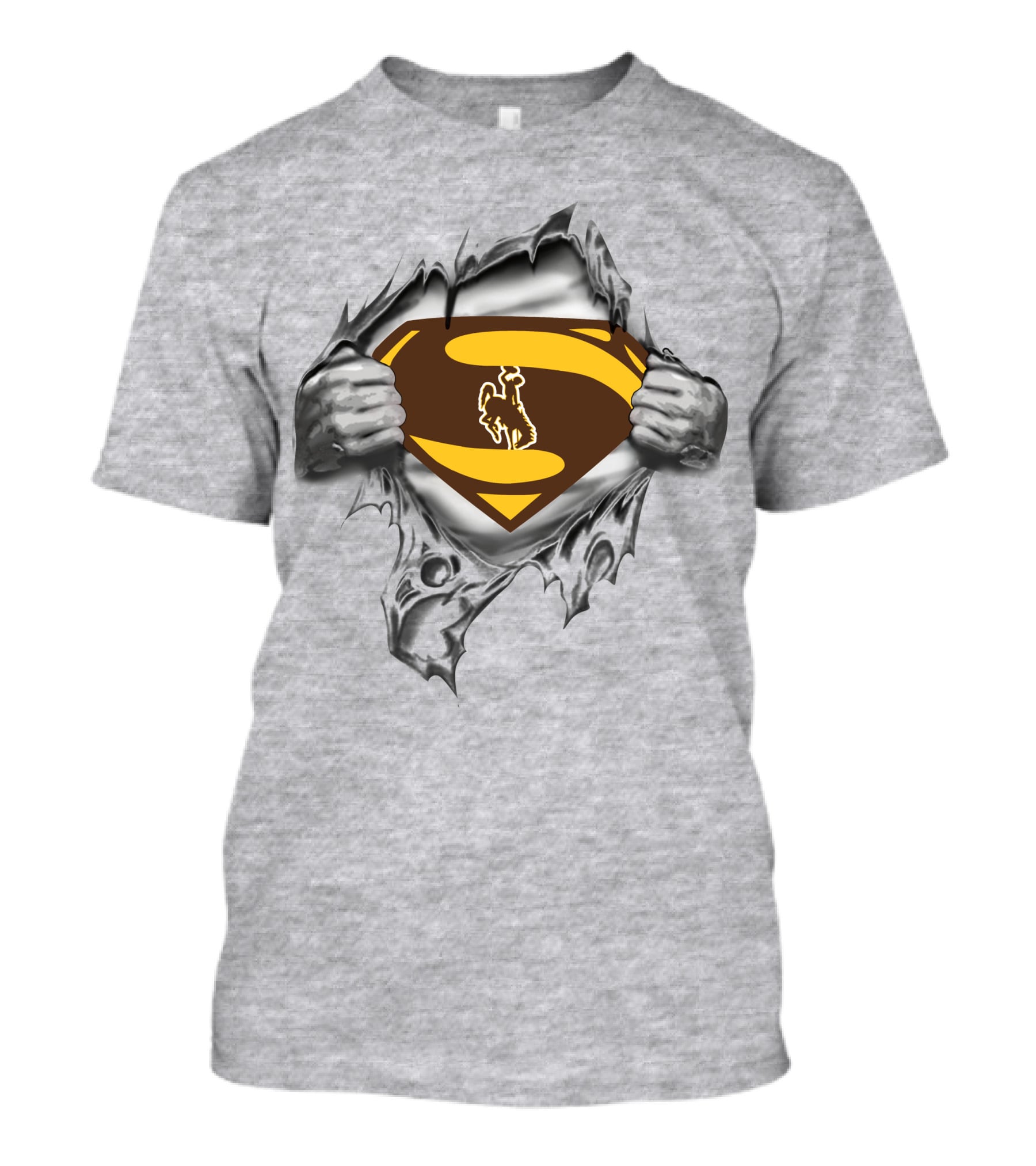 Wyoming Cowboys Superman Logo Pullover T-Shirt
