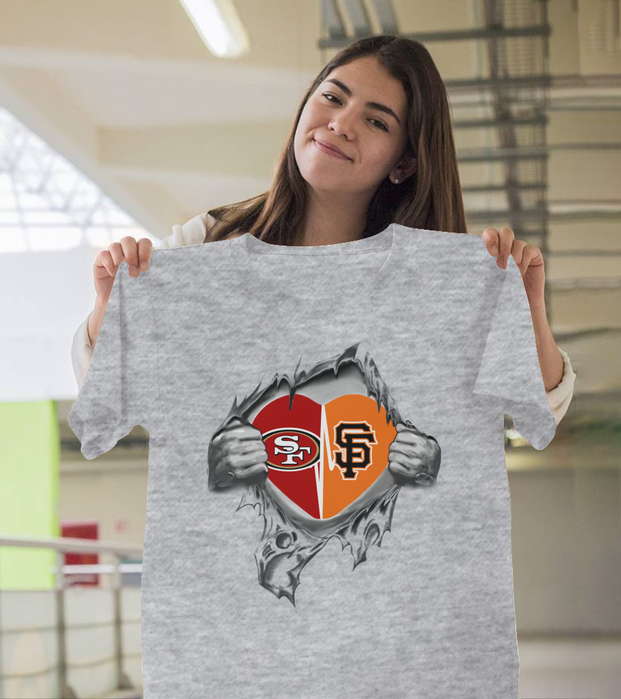 49ers Sf Giants Heart Logo Fusion T-Shirt