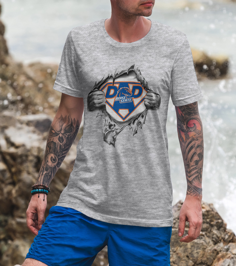 Boise State Broncos Dad Superhero T-Shirt