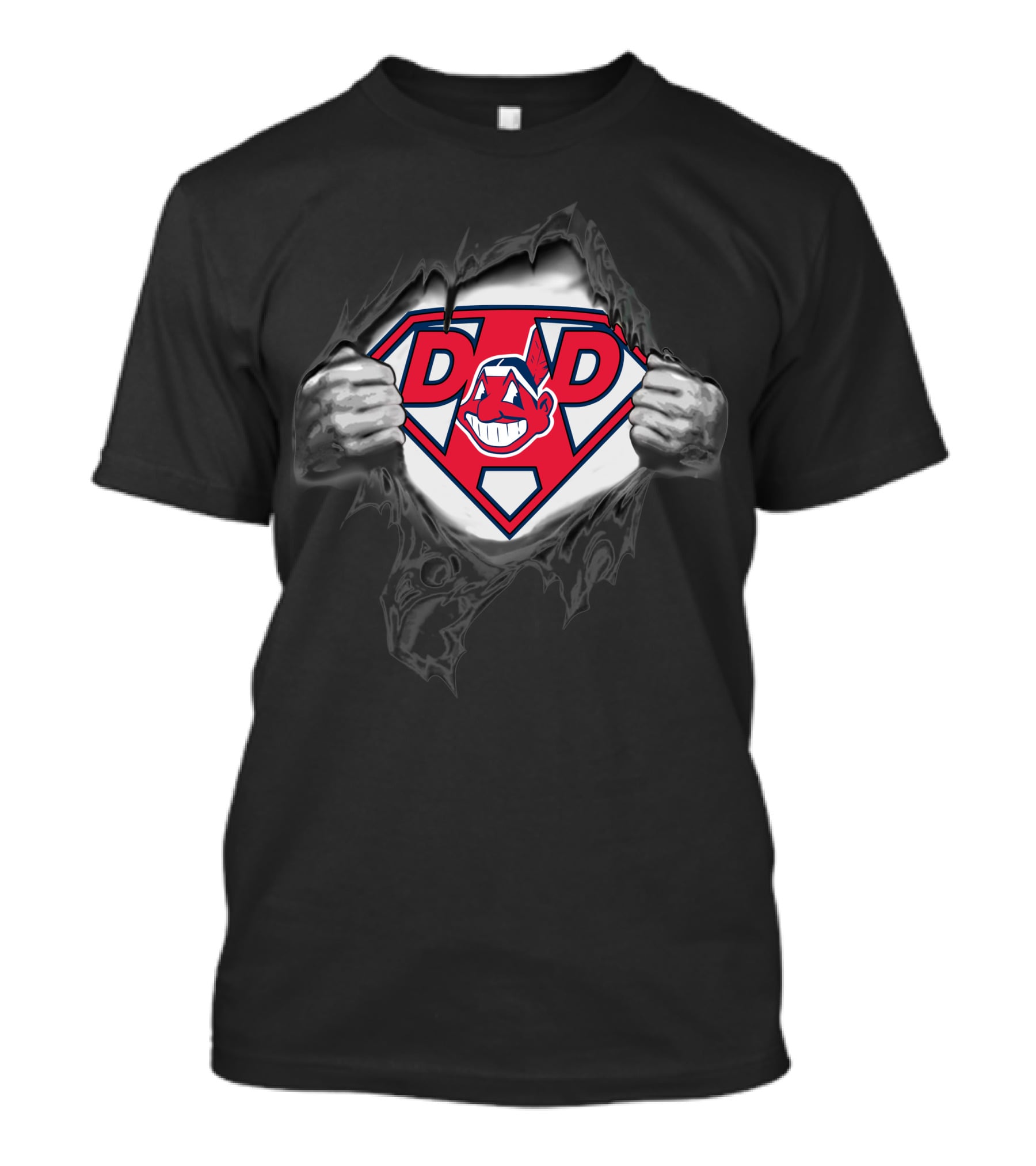 Indians Super Dad Hero With Chief Wahoo Shield T-Shirt