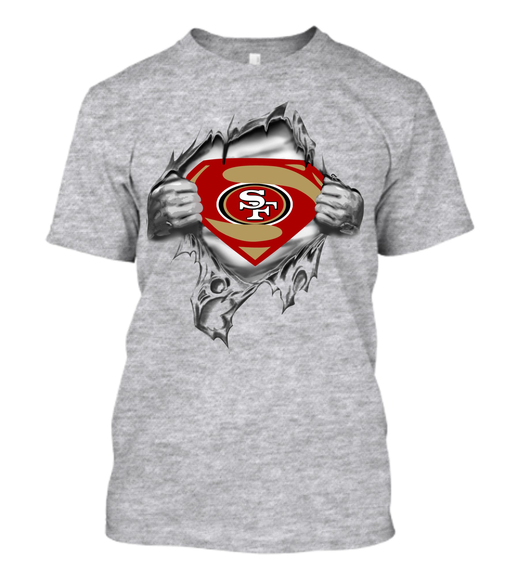 49ers Sf Logo Super Man Chest Rip T-Shirt