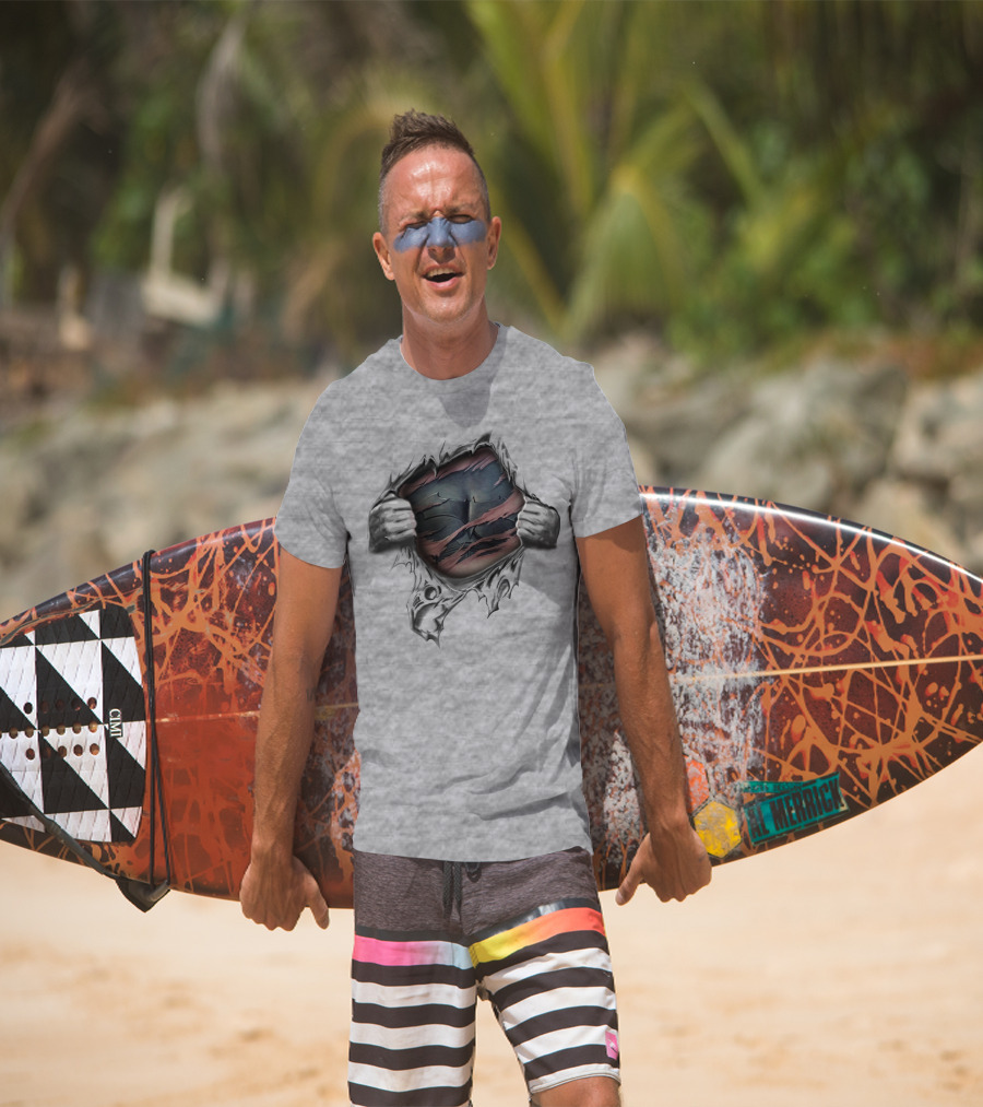 Batman Ripped Logo Reveal With Torn Fabric And Hands T-Shirt