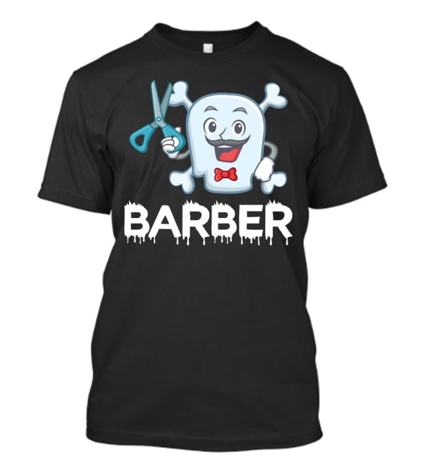 Barber Halloween Ghost With Scissors And Bow Tie T-Shirt