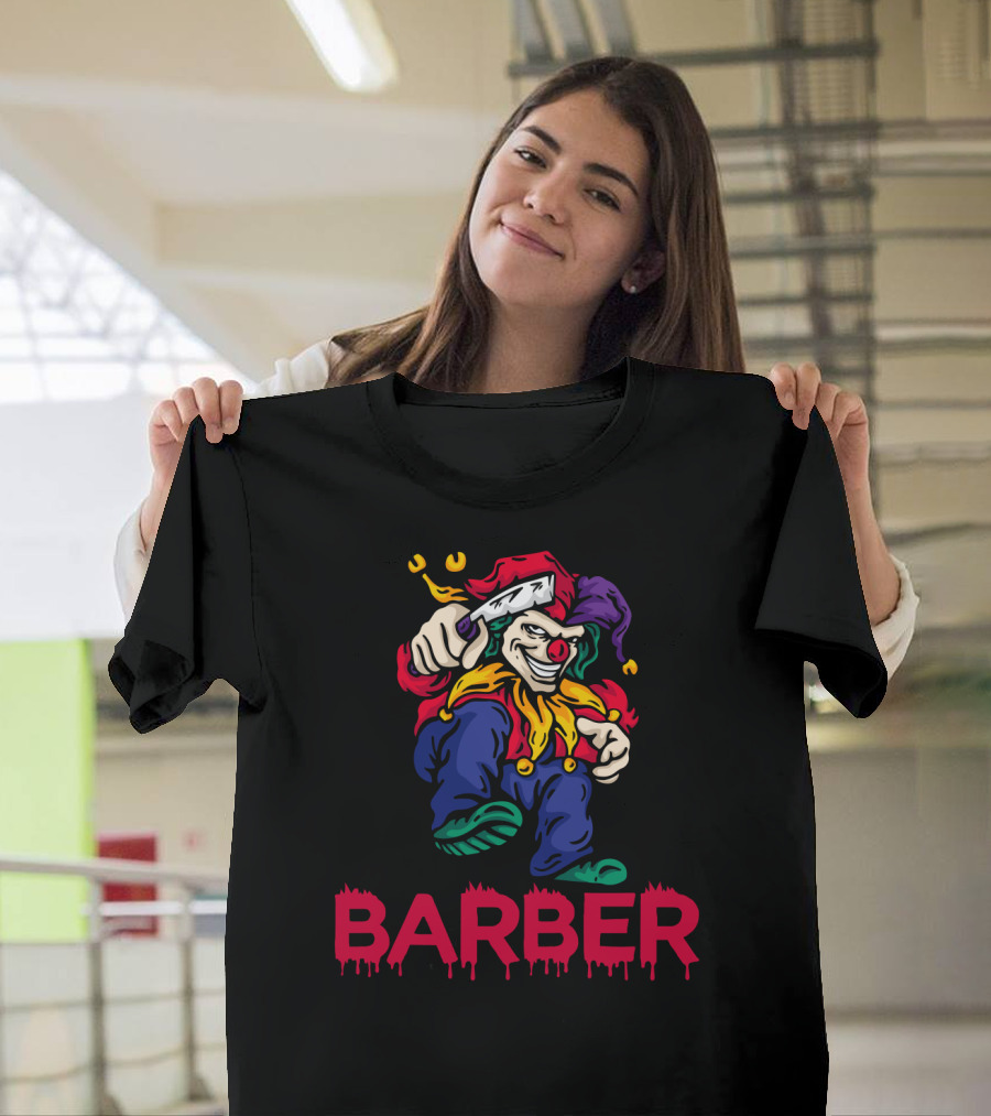 Barber Clown Halloween Razor Art T-Shirt