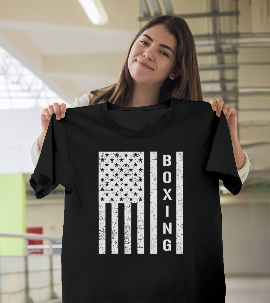 Boxing Vertical Stars Stripes USA Flag T-Shirt