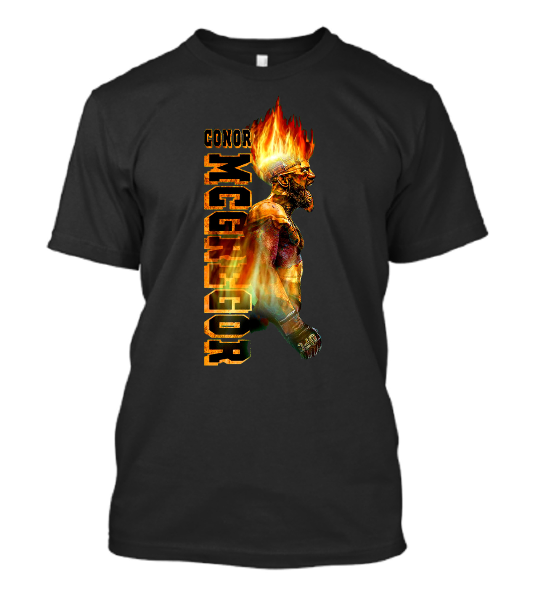 Conor McGregor Fiery Profile MMA Icon With Burning Flame Hair T-Shirt