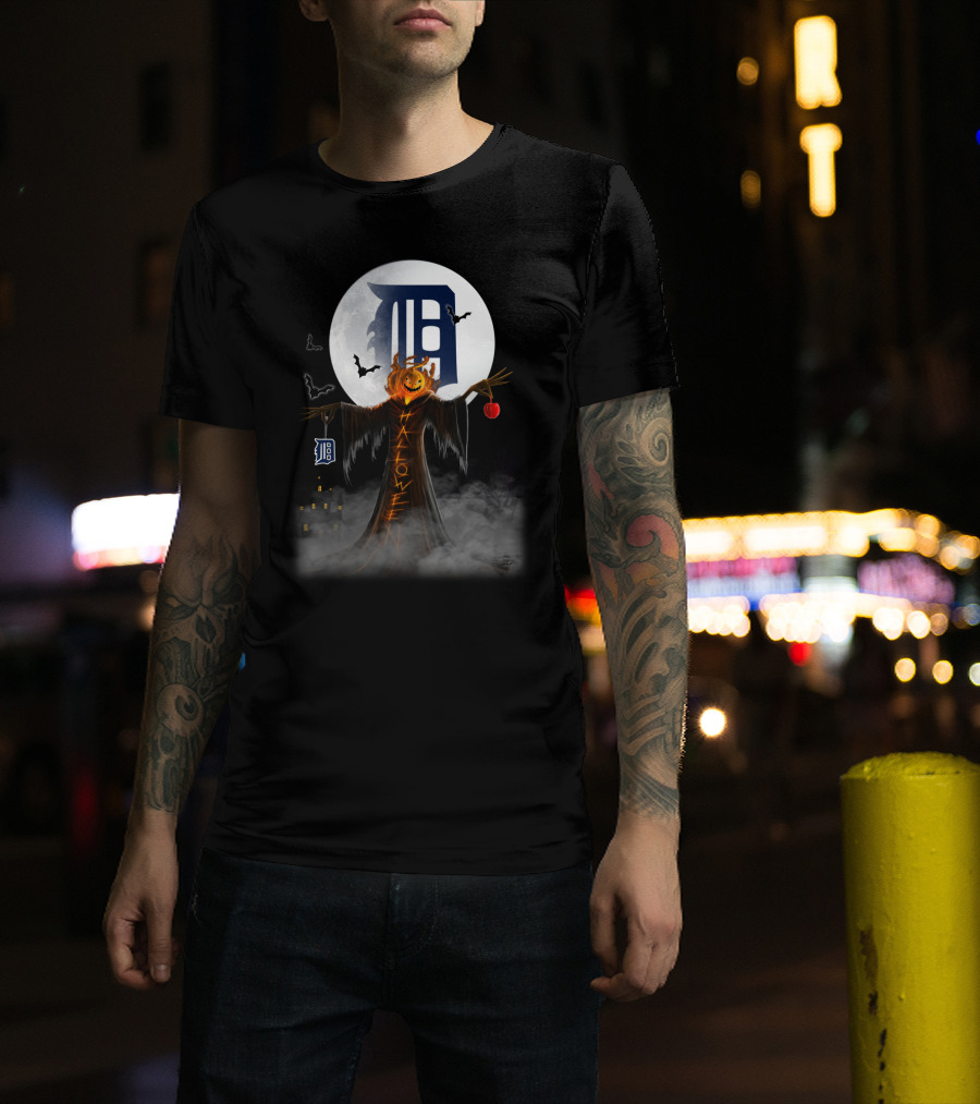 Halloween Detroit Tigers Haunted Pumpkin Night T-Shirt