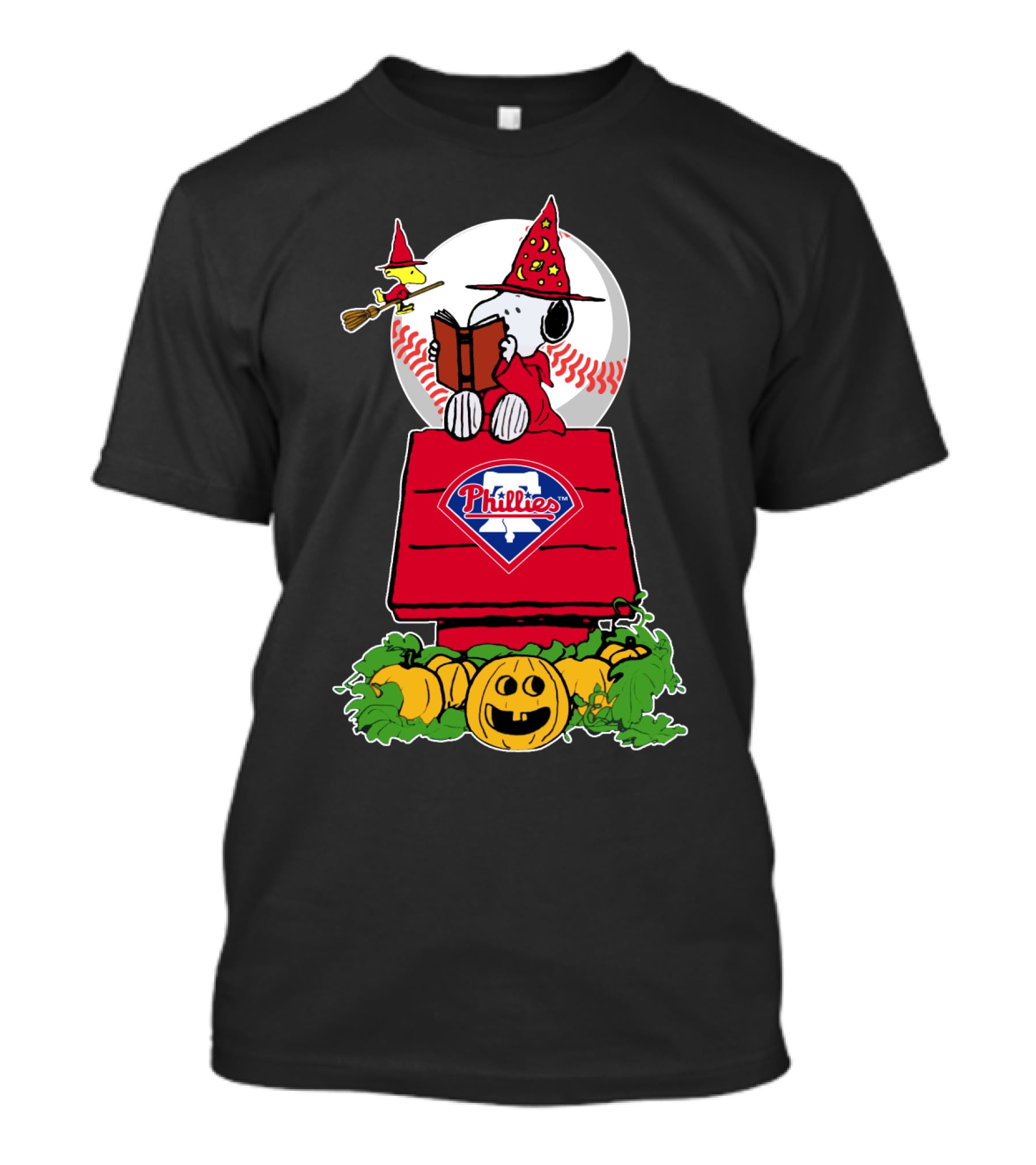 Halloween Philadelphia Phillies Snoopy Witch Hat Pumpkin Peanuts Baseball T-Shirt