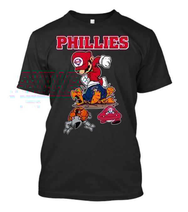 Phillies Mario-Inspired Design With Crab And Hat Characters T-Shirt