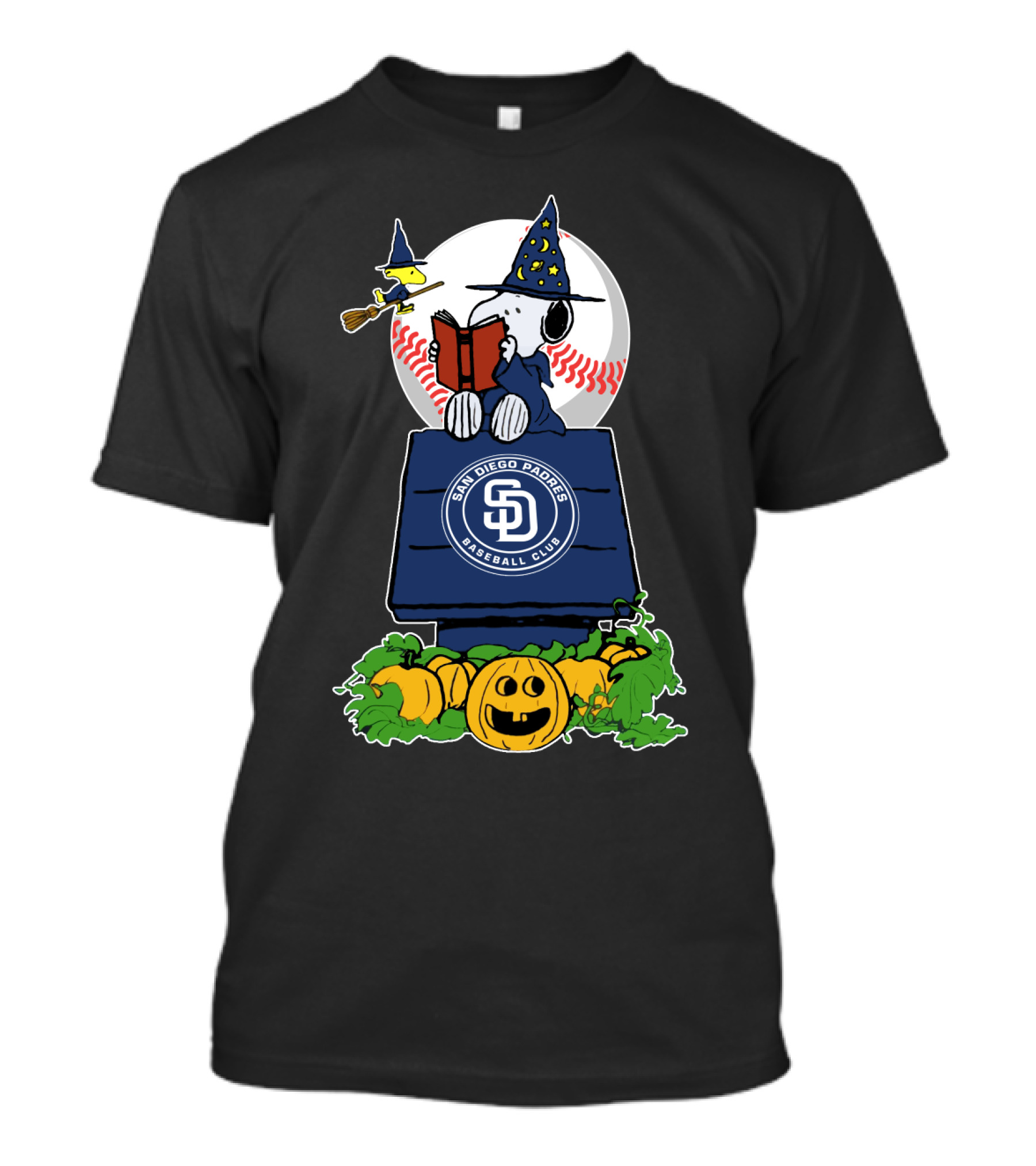 San Diego Padres Halloween Peanuts Characters Baseball Scene T-Shirt