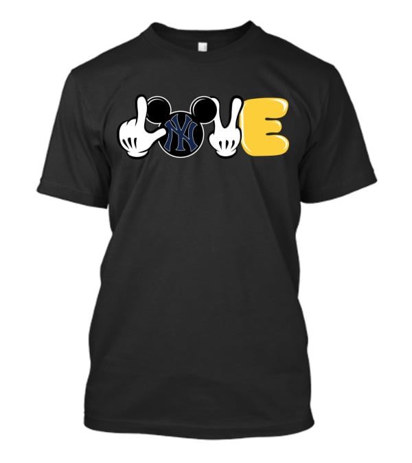 Love Yankees Mickey Mouse Mlb Hands T-Shirt
