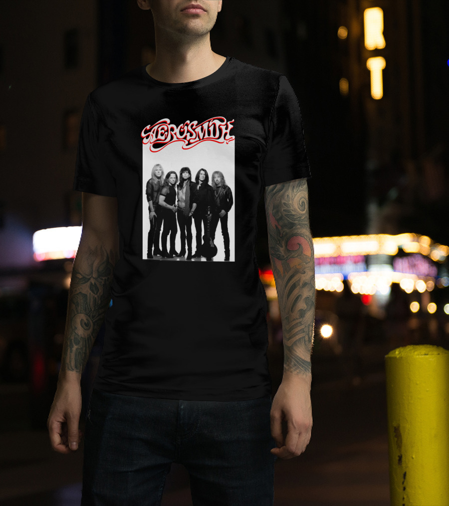 Aerosmith Band Classic Black And White Photo T-Shirt