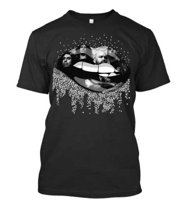 Slayer Band Members With Iconic Lip Mouth Design And Glowing Effects T-Shirt