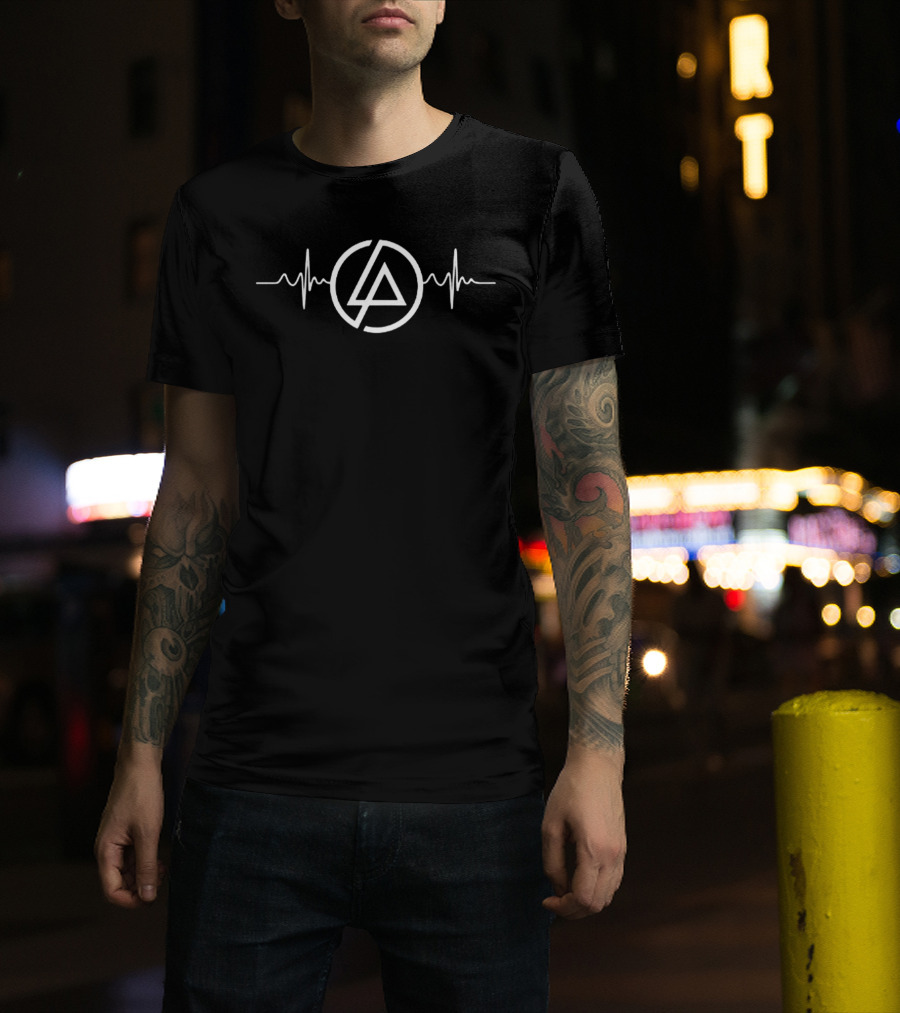 Linkin Park Band Logo With Heartbeat Line T-Shirt
