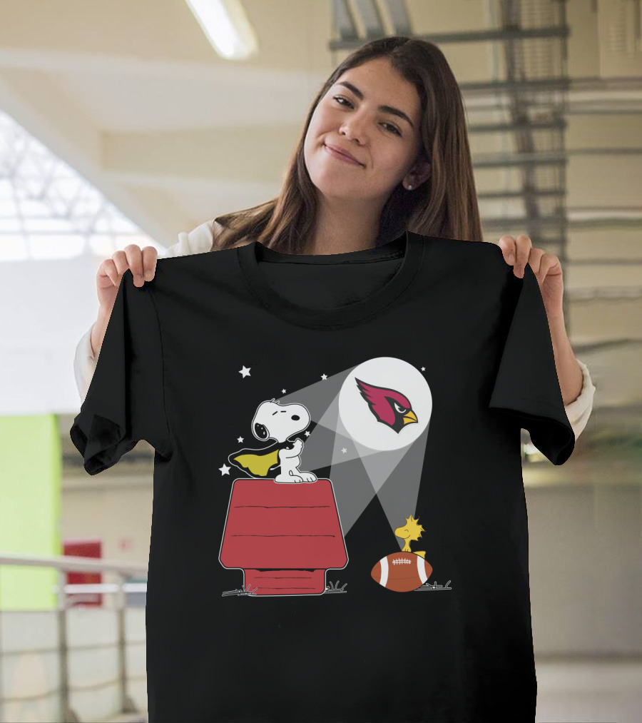 Snoopy And Woodstock Arizona Cardinals Peanuts Football Spotlight T-Shirt