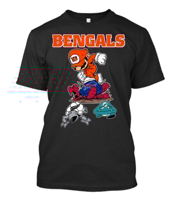 Bengals Mario Parody Knocking Out Football Opponents T-Shirt