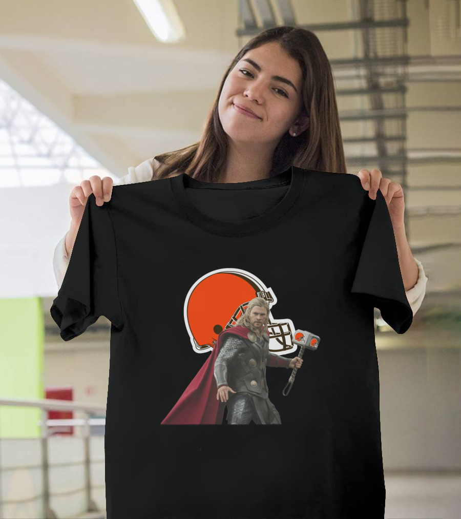 Cleveland Browns Thor Crossover Helmet And Hammer T-Shirt