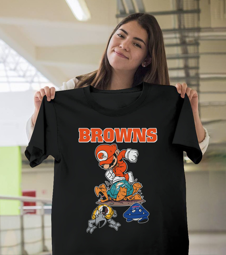 Browns Super Mario Style Character Stomping Nfl Rivals T-Shirt