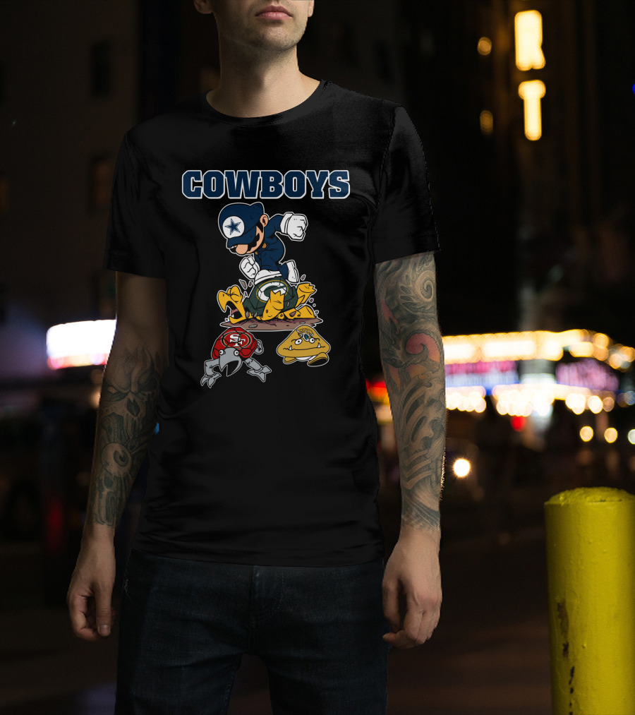 Cowboys Star Character Over Nfl Team Mascots T-Shirt