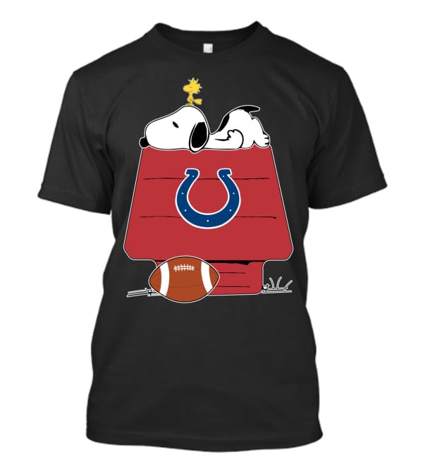 Indianapolis Colts Snoopy Doghouse With Football And Woodstock T-Shirt
