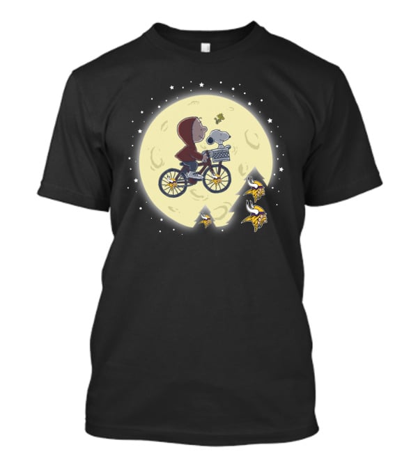 Halloween Minnesota Vikings Meets E.t. Moon Adventure With Peanuts Characters T-Shirt