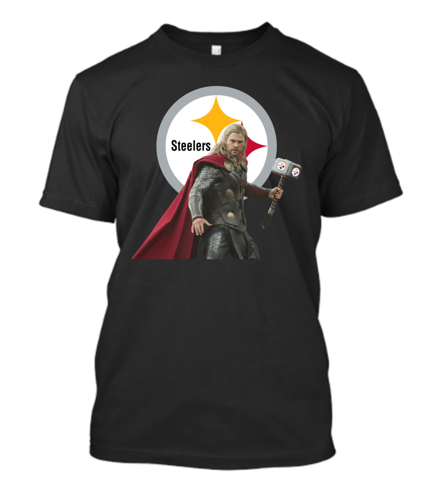 Steelers And Red Cape Hero With Hammer T-Shirt