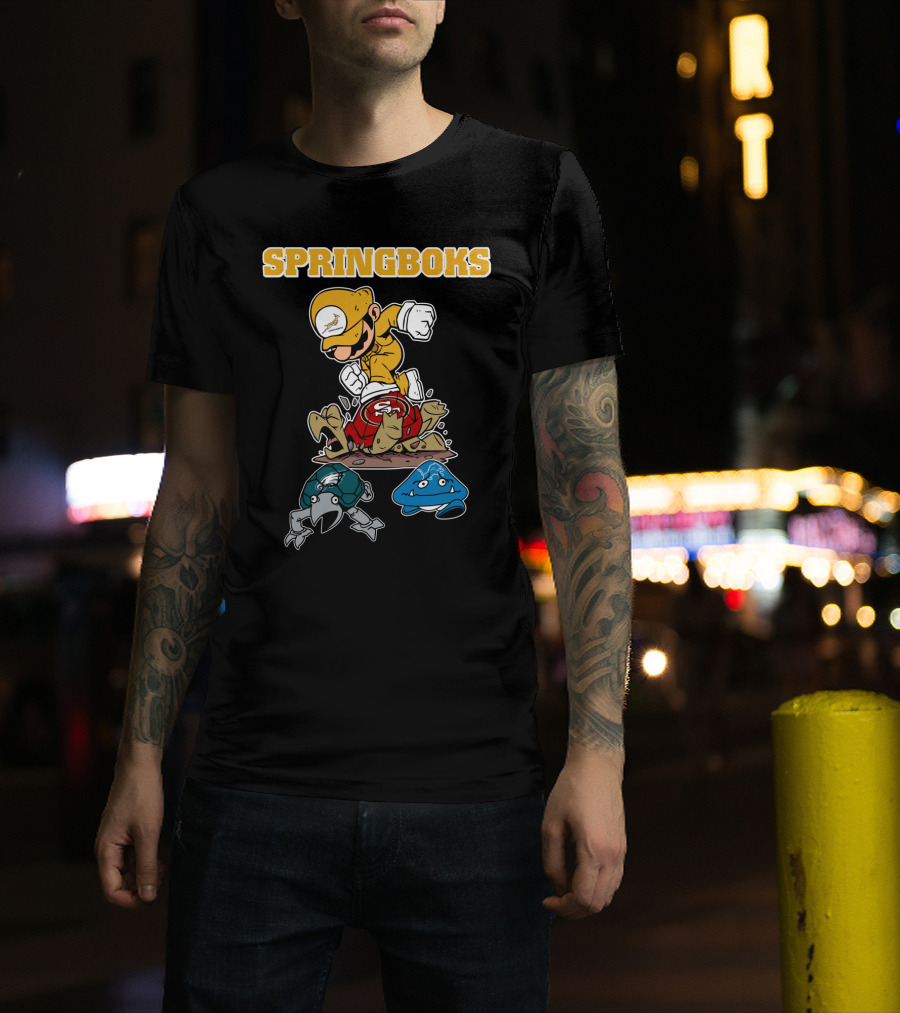 Springboks Jumping Character Over Enemies T-Shirt
