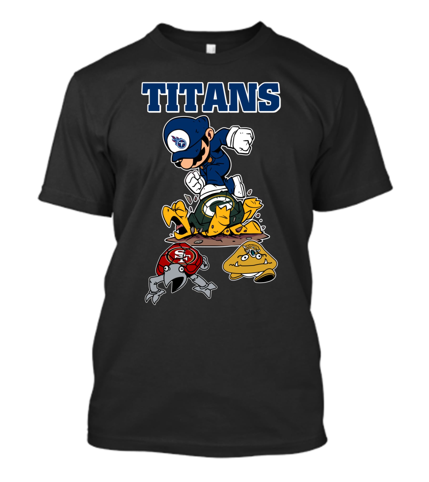 Tennessee Titans Mario Style With Defeated Team Mascots T-Shirt