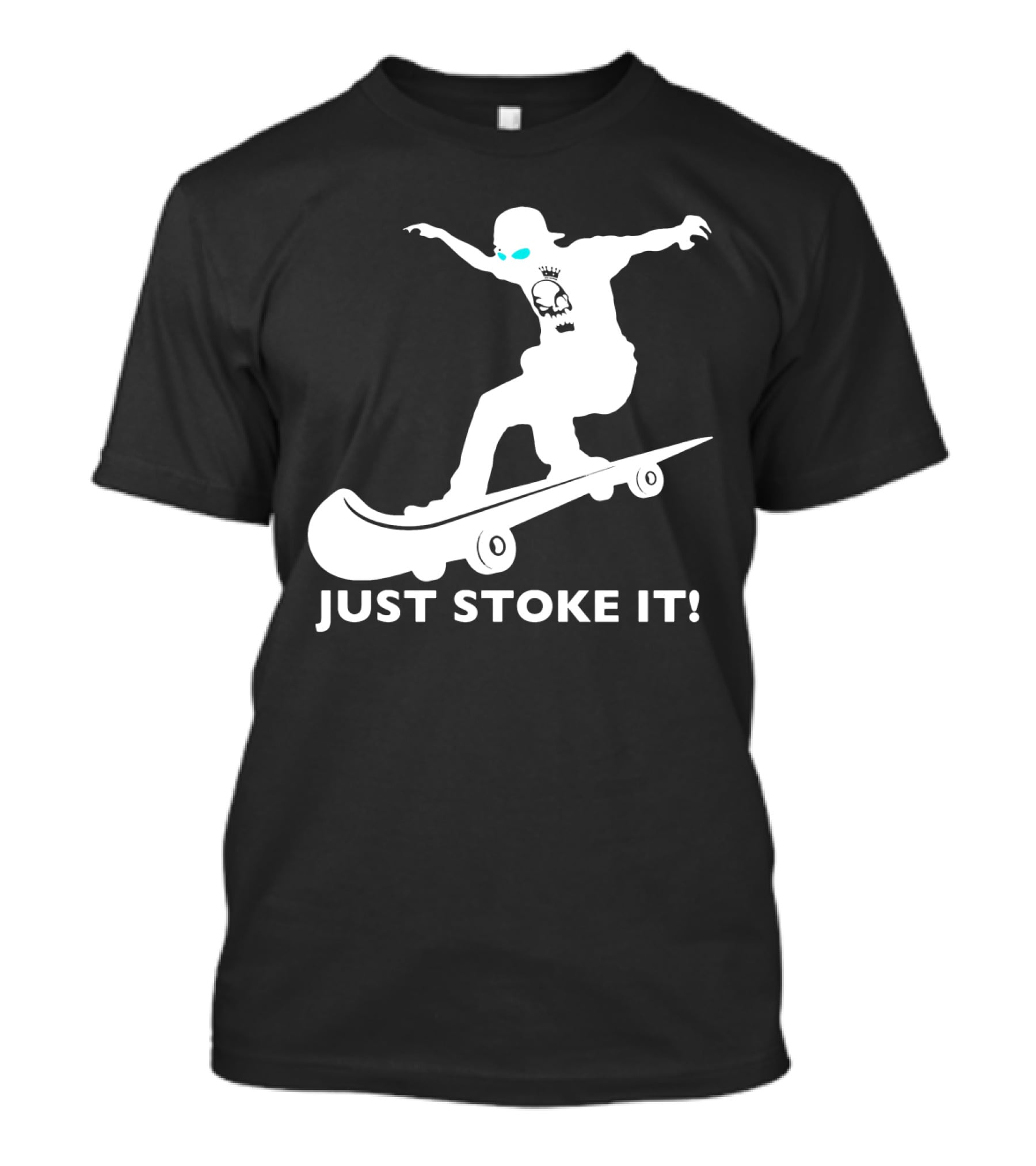 JUST STOKE IT Skateboarding Silhouette Skull T-Shirt