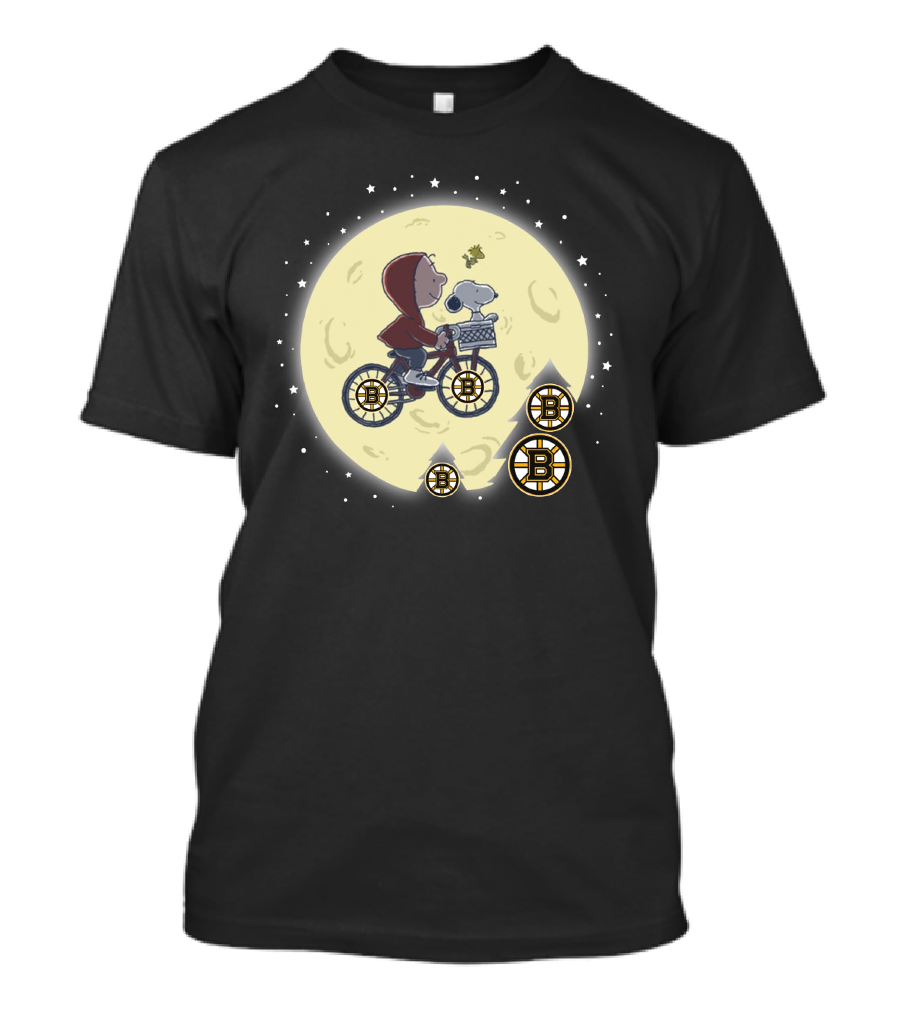 Halloween Boston Bruins E.t. Crossover With Moon And Bicycle Ride T-Shirt