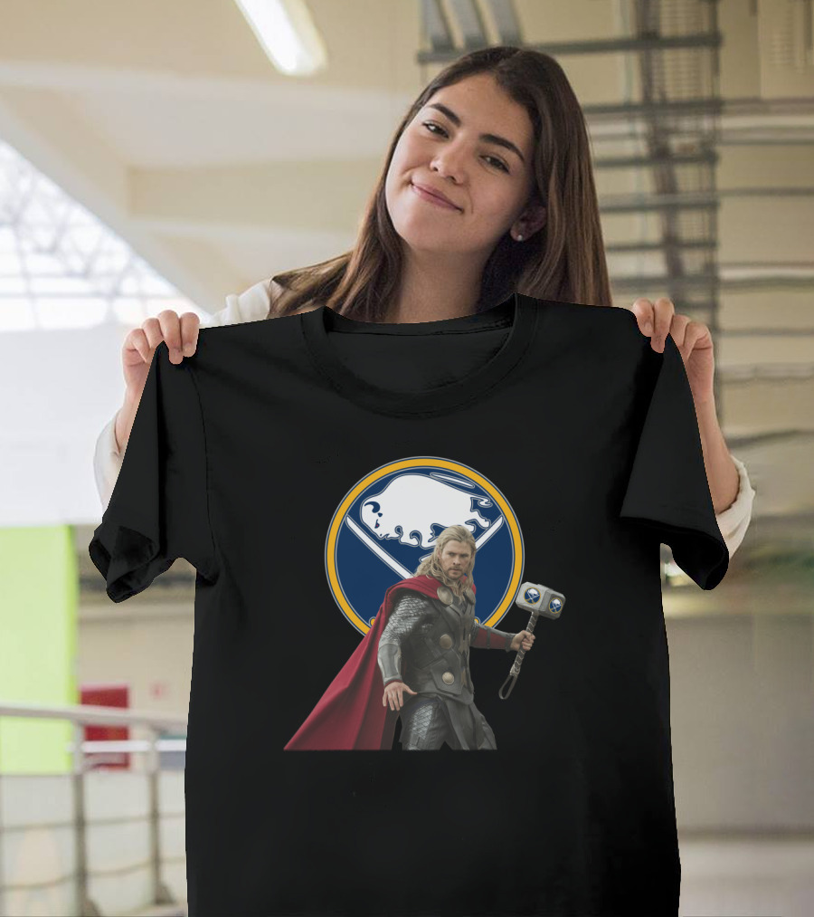 Buffalo Sabres Thor Crossover With Mjolnir And Sabres T-Shirt