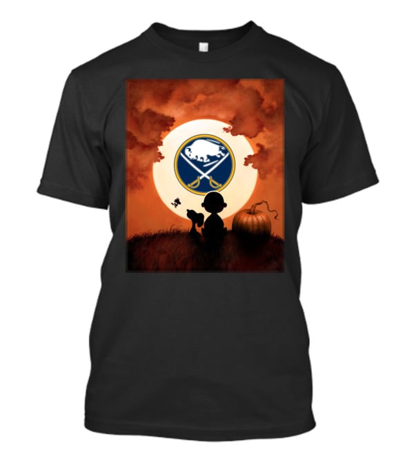 Halloween Buffalo Sabres Moonlit Pumpkin Patch Night T-Shirt
