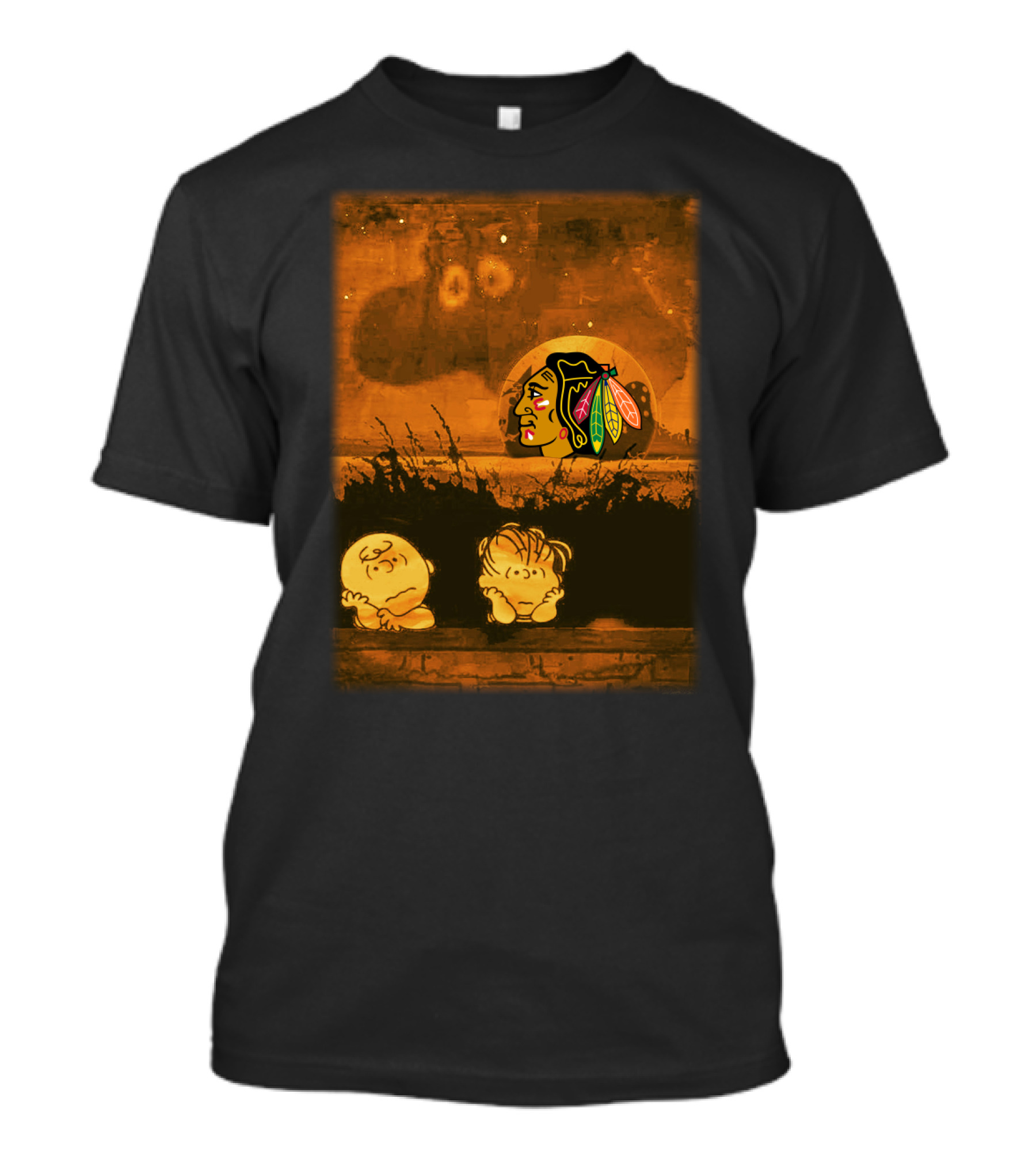 Halloween Charlie Brown Chicago Blackhawks Peanuts Crossover T-Shirt