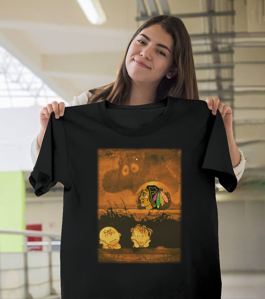 Halloween Charlie Brown Chicago Blackhawks Peanuts Crossover T-Shirt