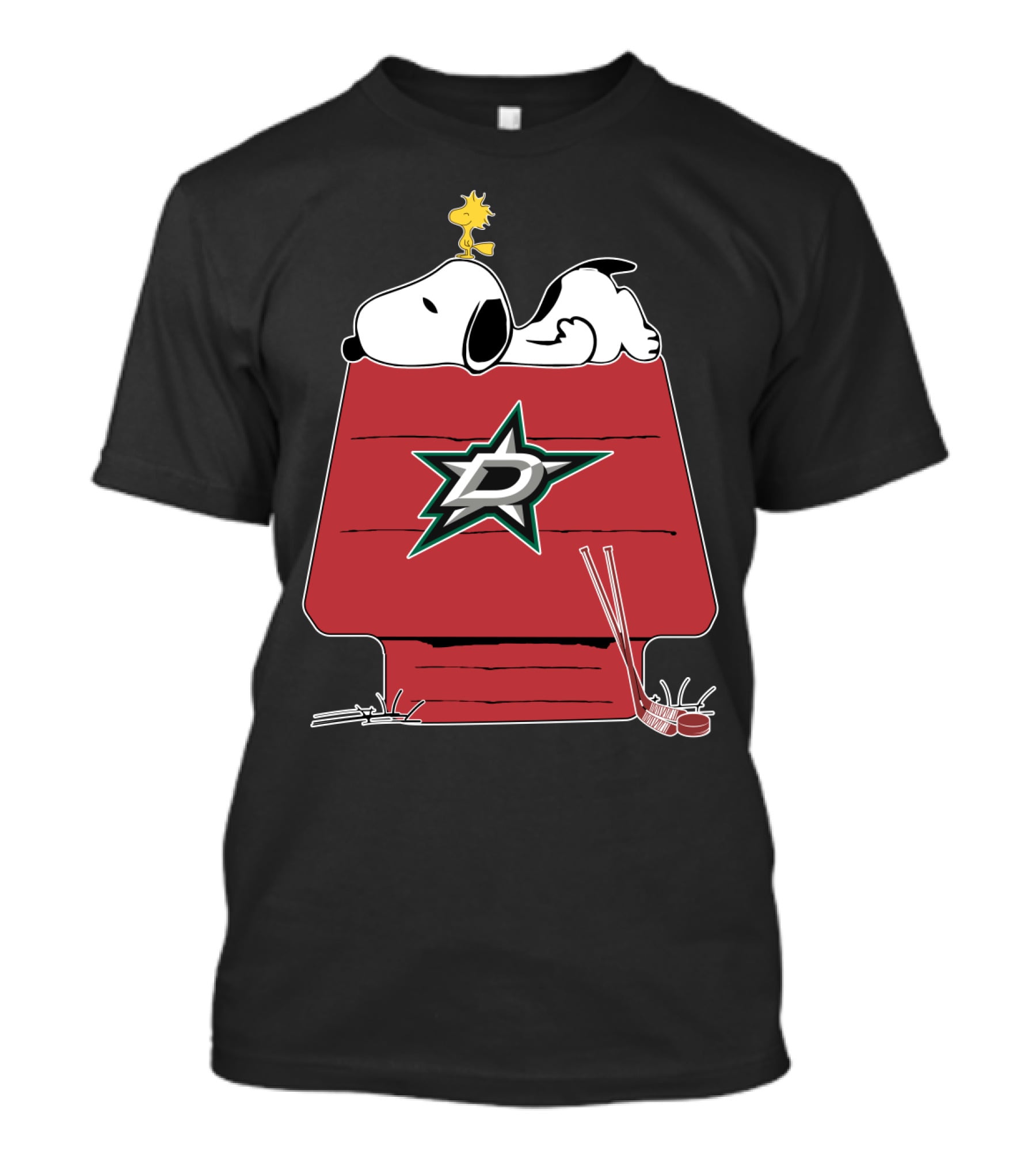 Dallas Stars Snoopy Hockey Doghouse T-Shirt