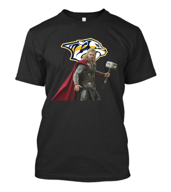 Nashville Predators Thor Crossover With Hockey Logo And Hammer T-Shirt