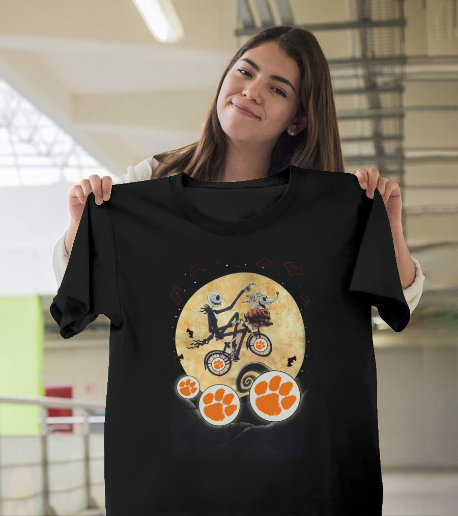 Halloween Clemson Football Jack Skellington E.t. Moon T-Shirt