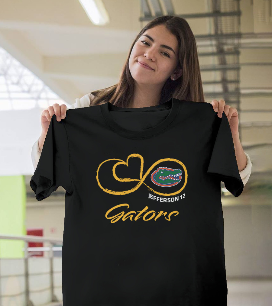 Jefferson 12 Florida Gators Infinity Logo Football T-Shirt