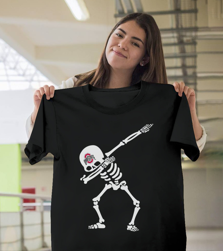 Ohio State Buckeyes Skeleton Dabbing Football T-Shirt
