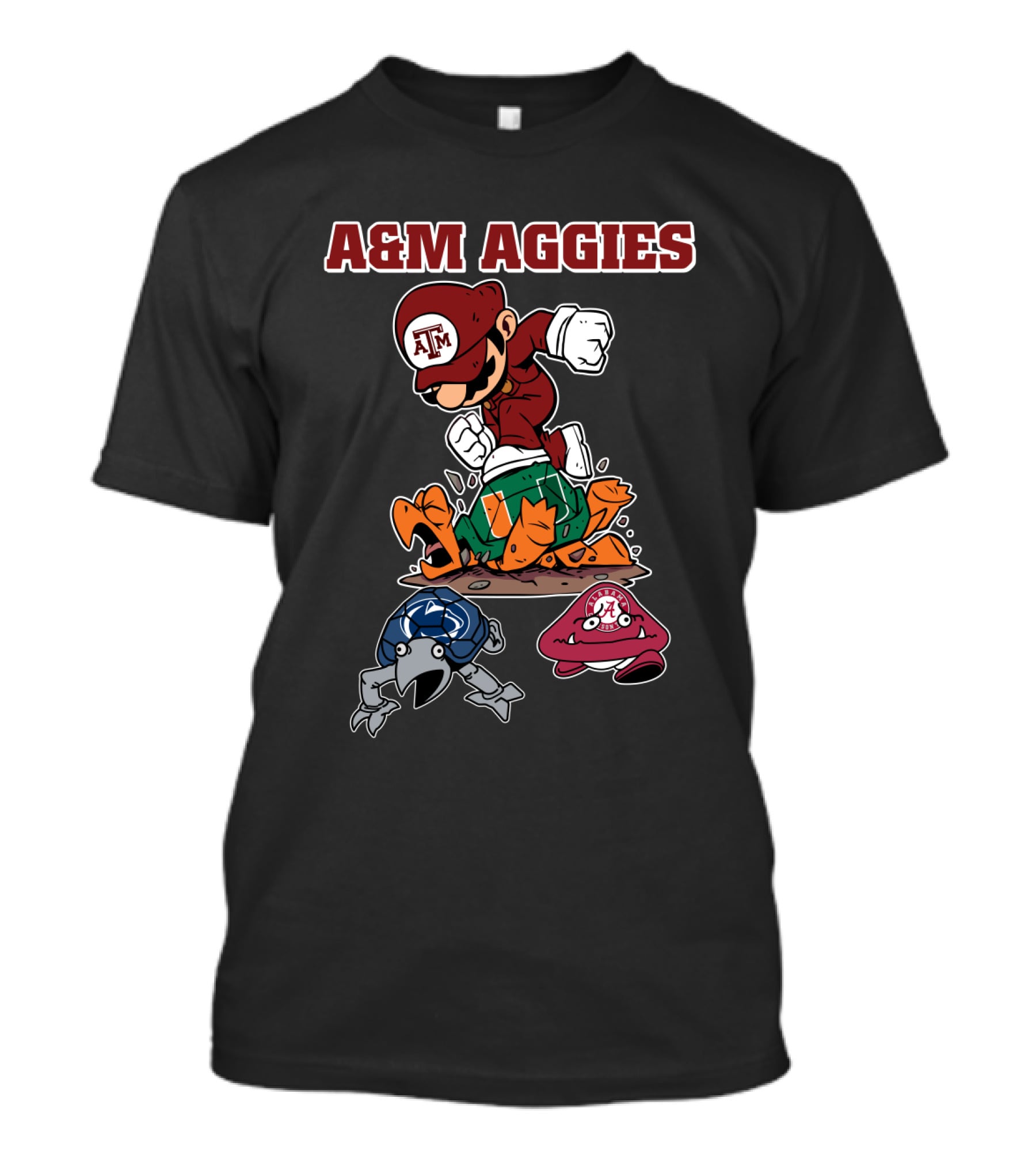A&M Aggies Football Cartoon Character And Opponent Helmets T-Shirt