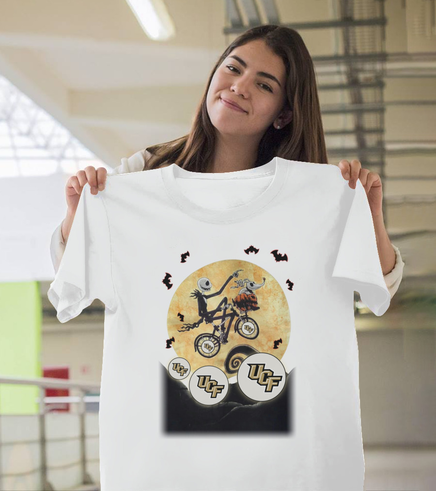 UCF Halloween Football Nightmare Bicycle Moon Scene T-Shirt