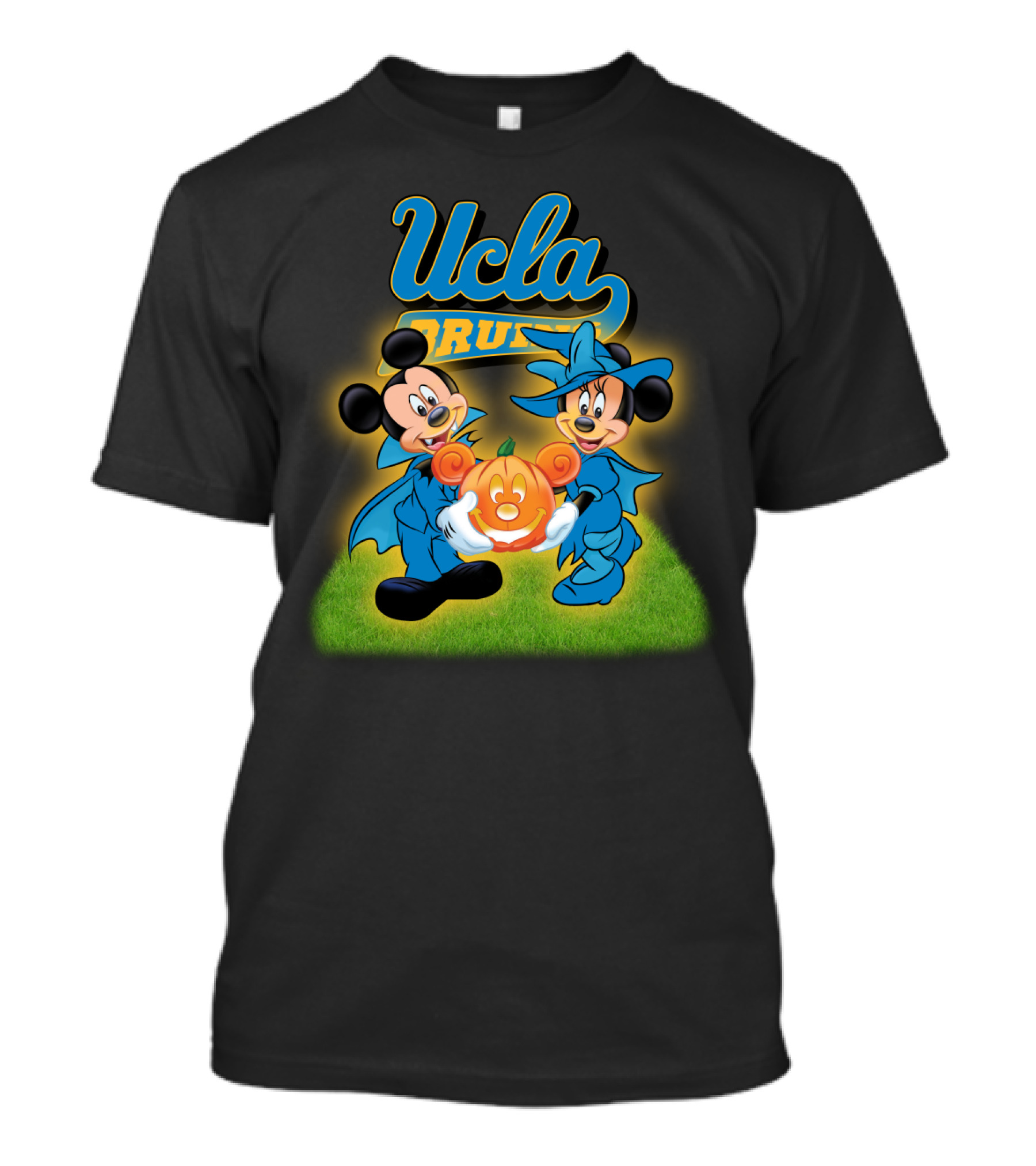 UCLA Bruins Halloween Featuring Mickey And Minnie With Pumpkin T-Shirt