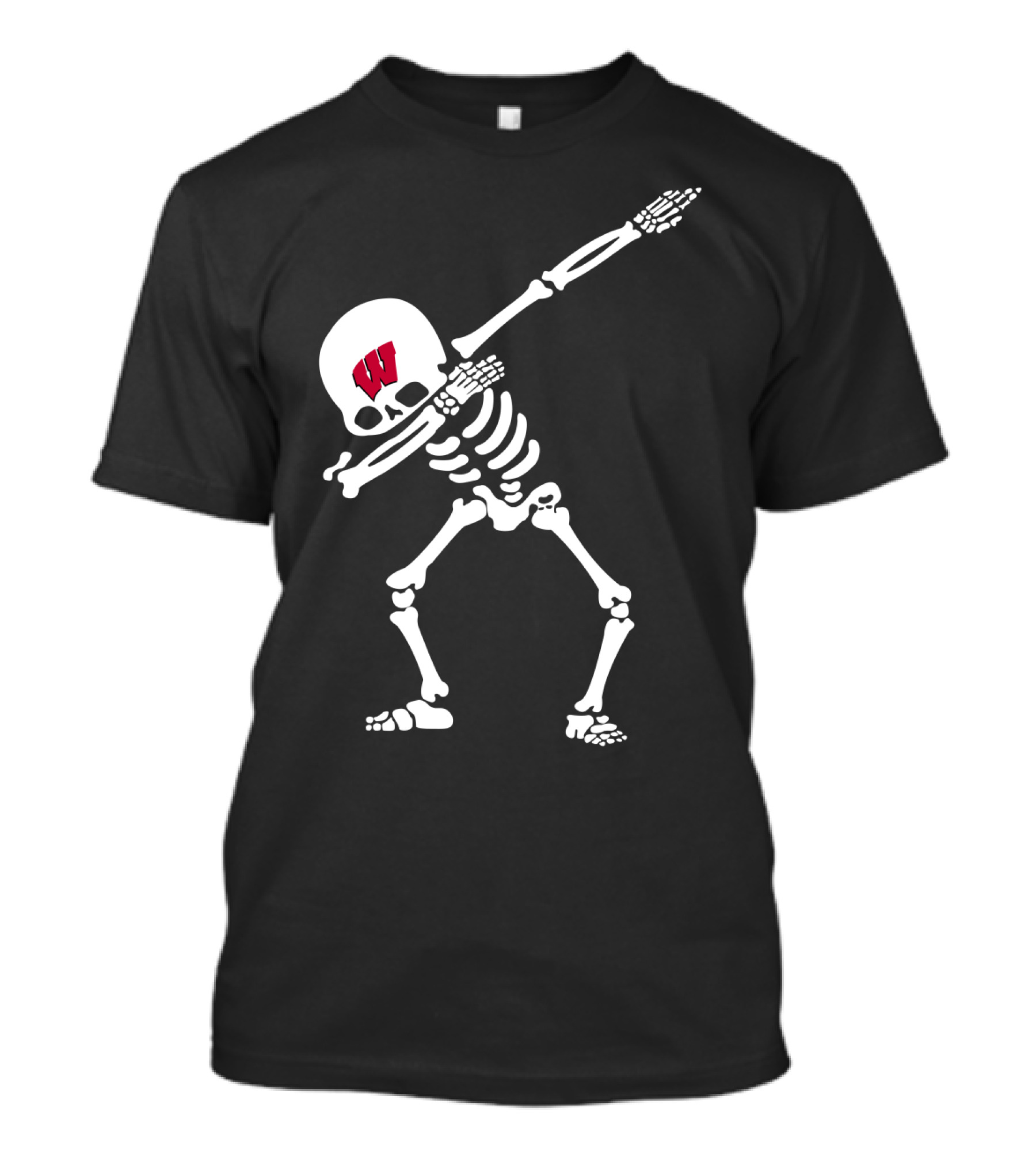 Wisconsin Badgers Skeleton Dab Football T-Shirt