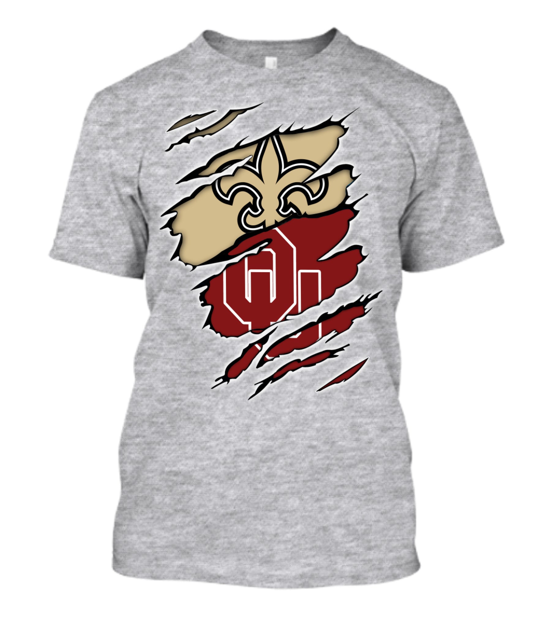New Orleans Saints Oklahoma Sooners Torn Logo Fusion T-Shirt