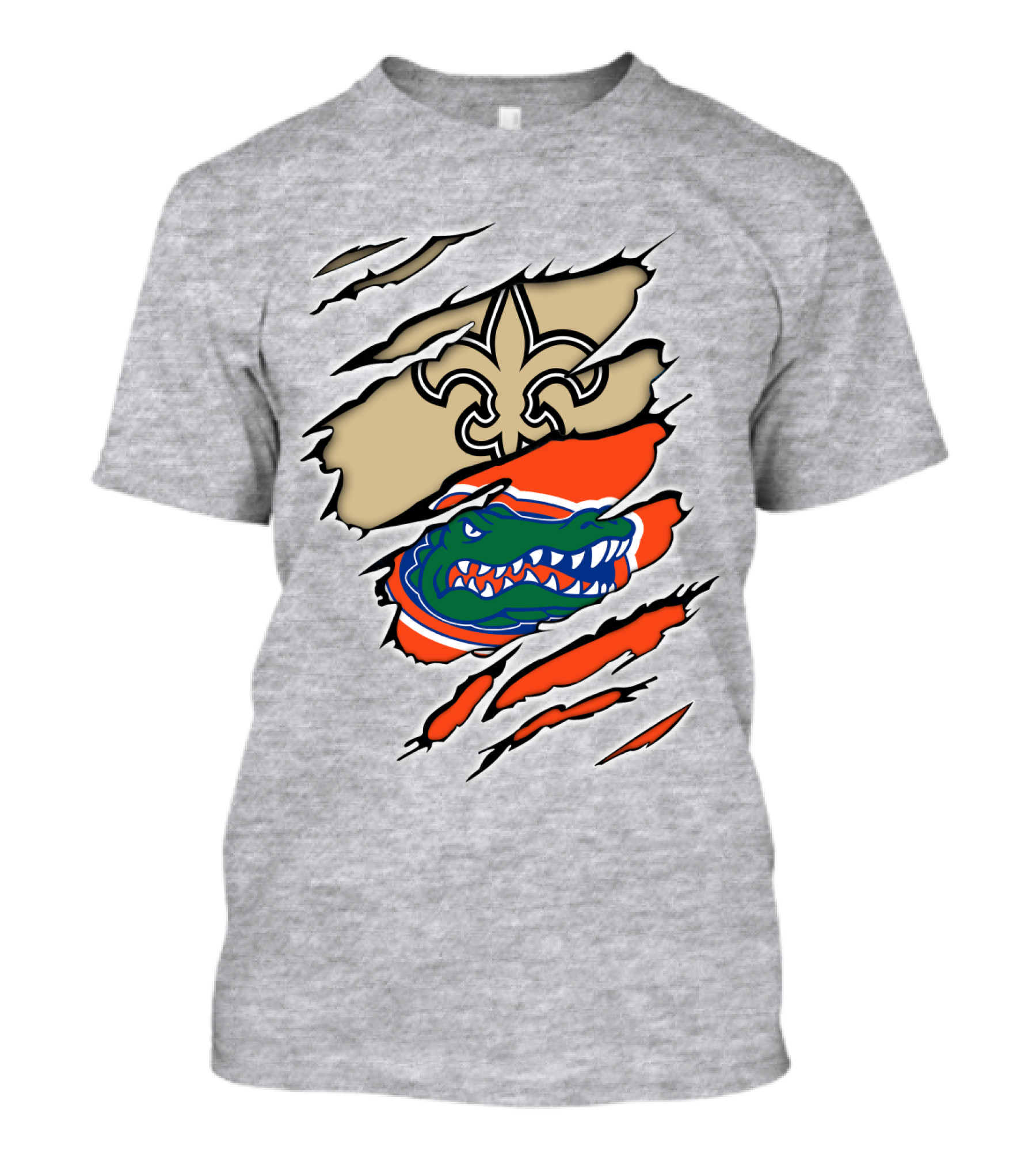 Saints Gators Fleur-De-Lis And Gator Clash Tribute T-Shirt