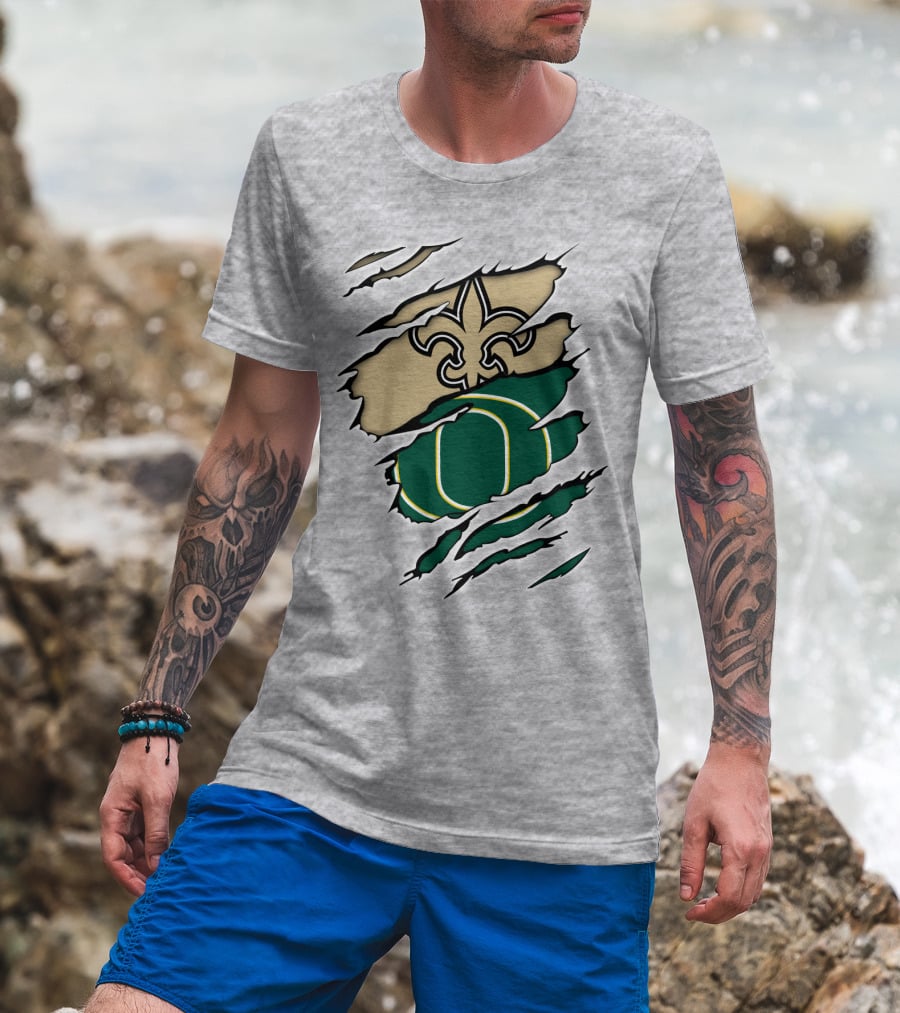 New Orleans Saints Oregon Ducks Logo Mashup T-Shirt